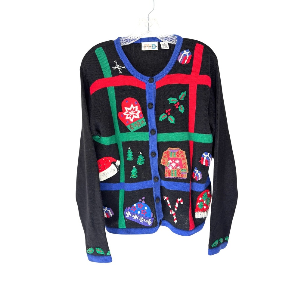 Paul Harris Design Cardigan Holiday‎ Christmas Festive Knit Vintage Medium